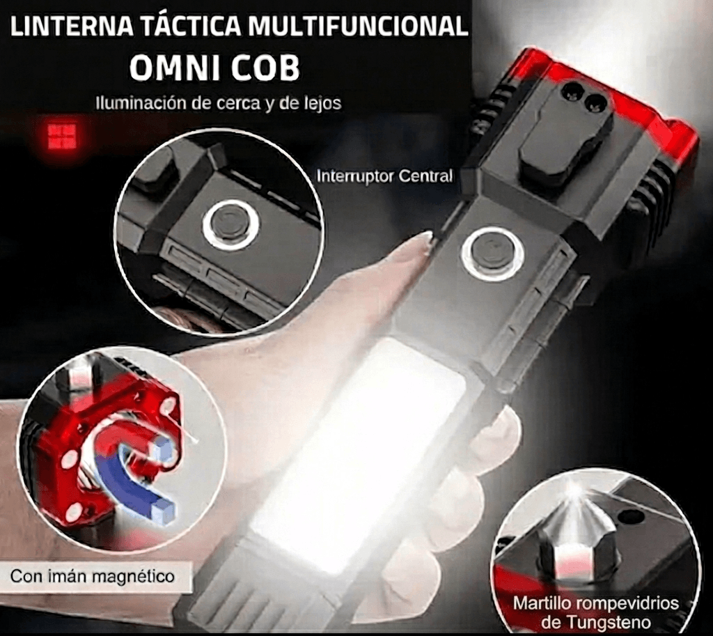 Linterna Táctica Multifuncional 4 En 1 Recargable