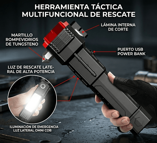 Linterna Táctica Multifuncional 4 En 1 Recargable