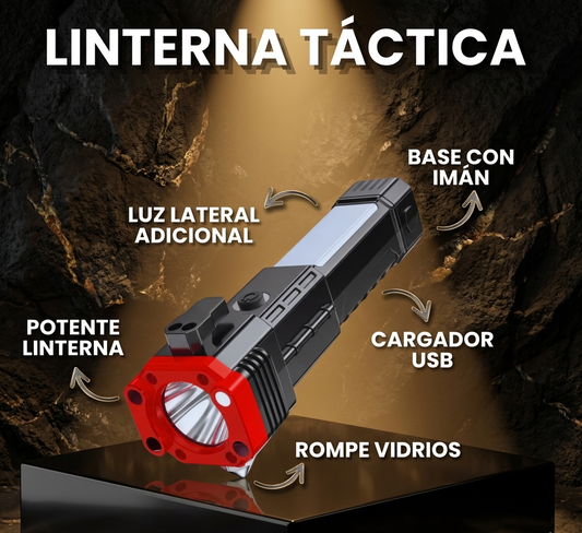 Linterna Táctica Multifuncional 4 En 1 Recargable