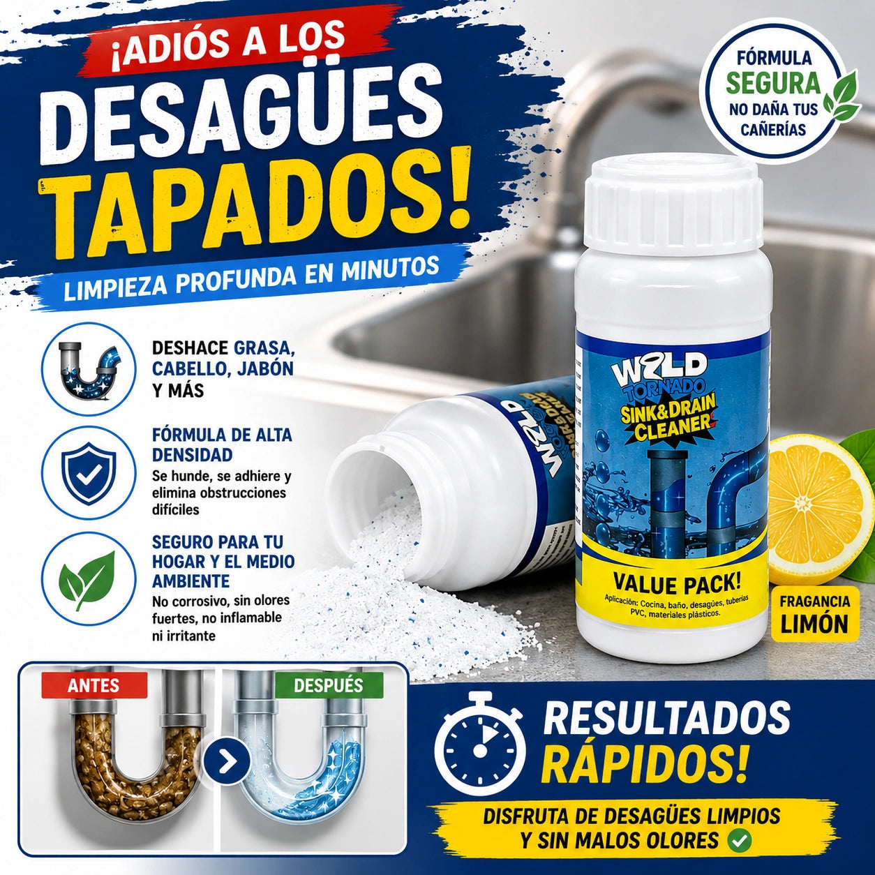 Polvo Limpiador De Drenaje