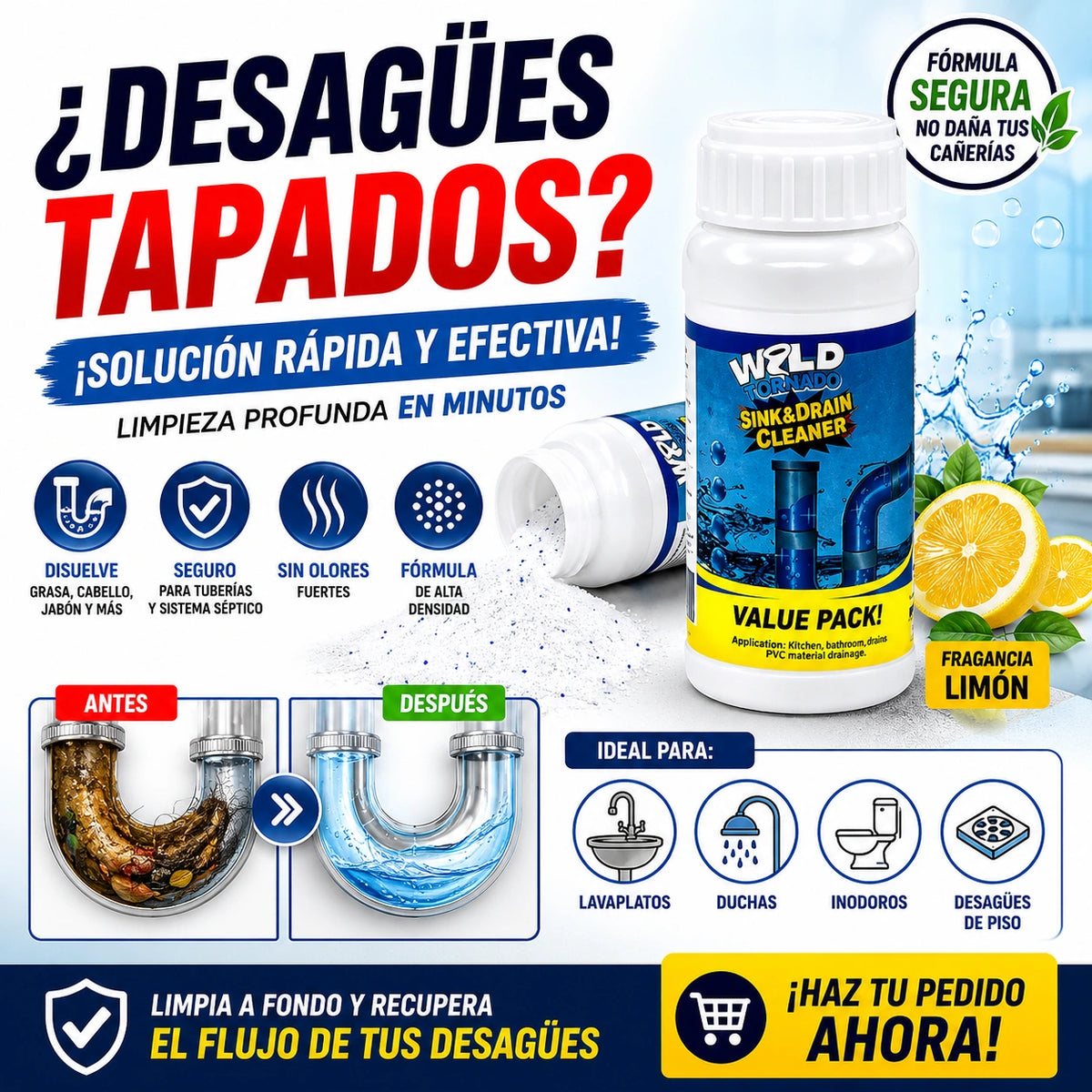 Polvo Limpiador De Drenaje