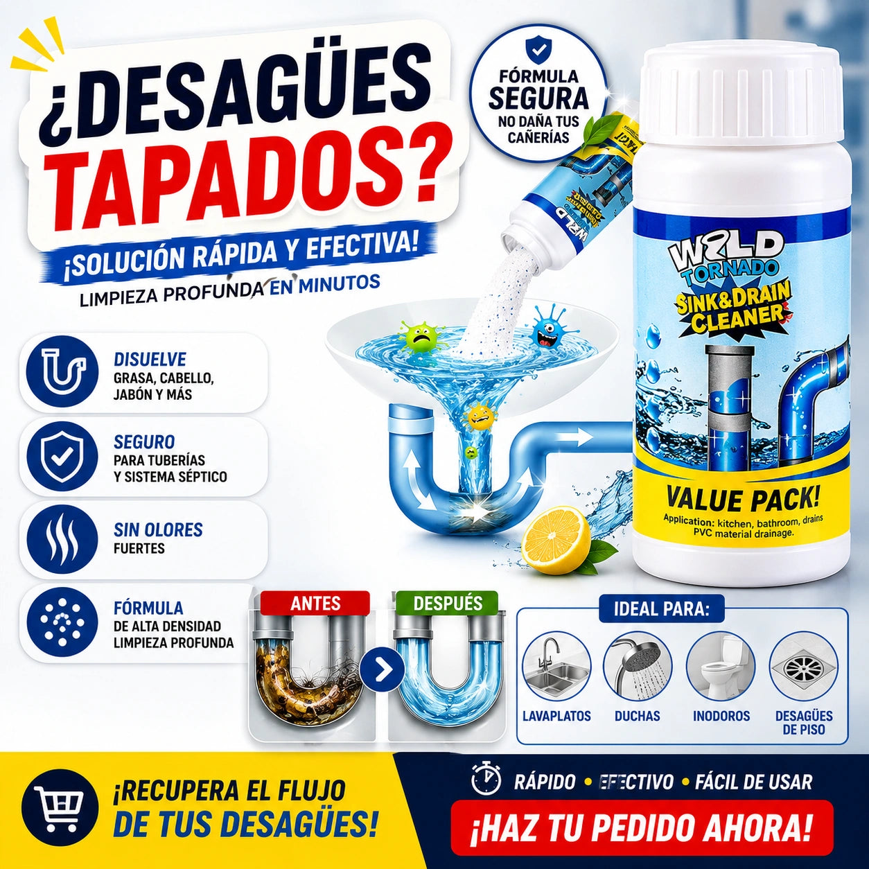 Polvo Limpiador De Drenaje